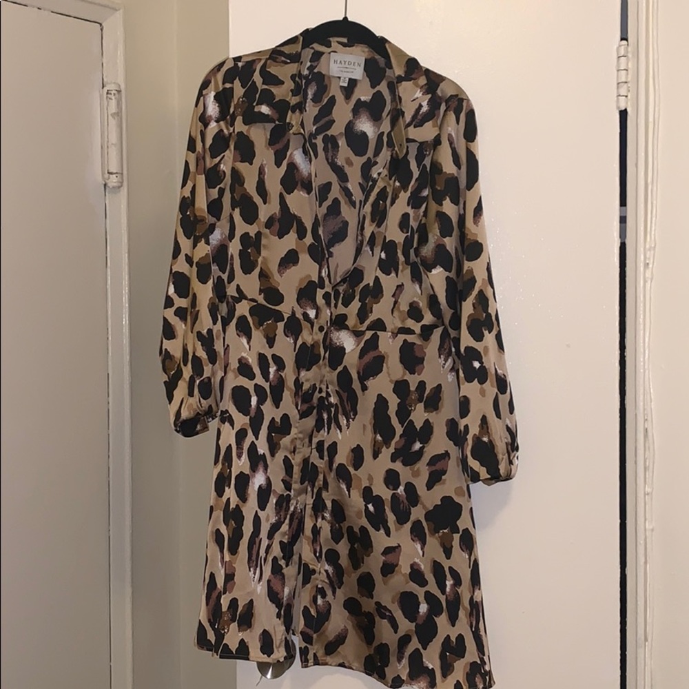 Leopard button-down shirt dress